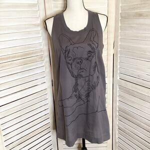 Vintage Comptoir Des Cotonniers French Bulldog Embroidered Dress 38 4 6
